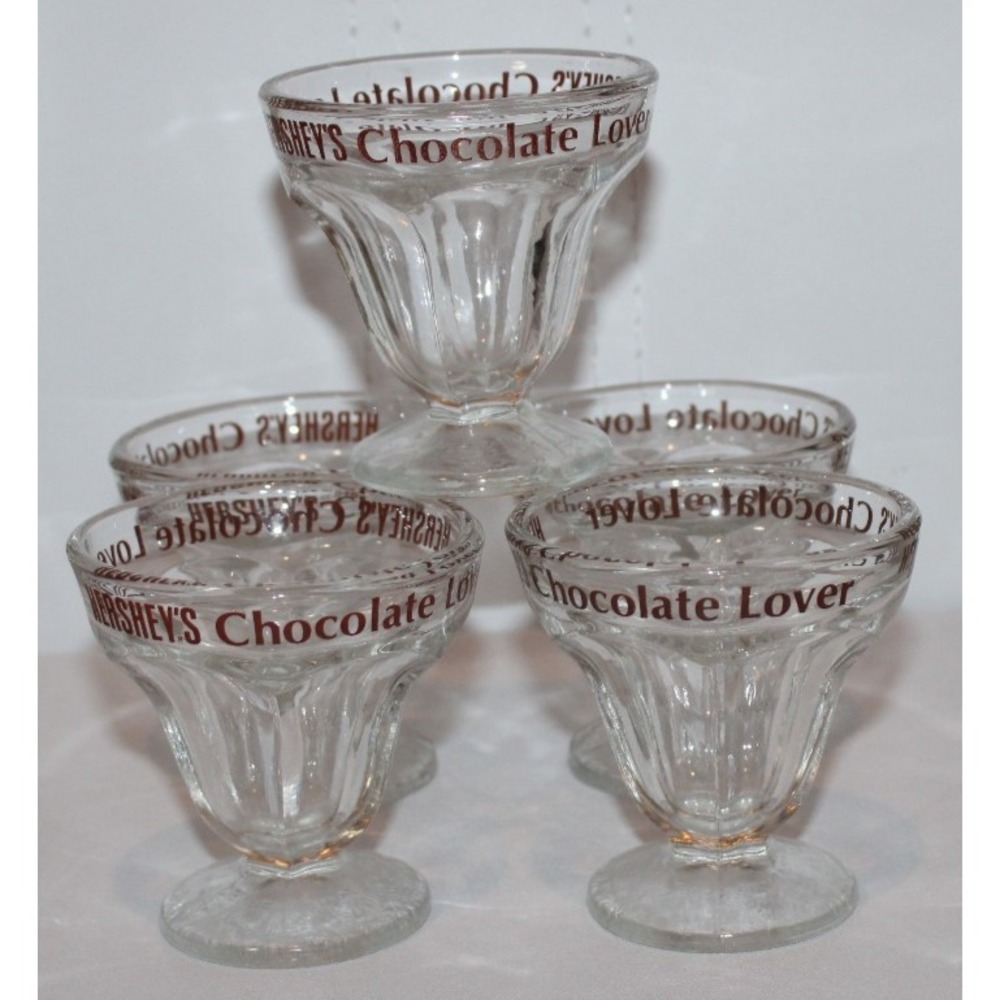 5 Hershey's Chocolate Lover 3" sundae parfait dessert glasses set lot
